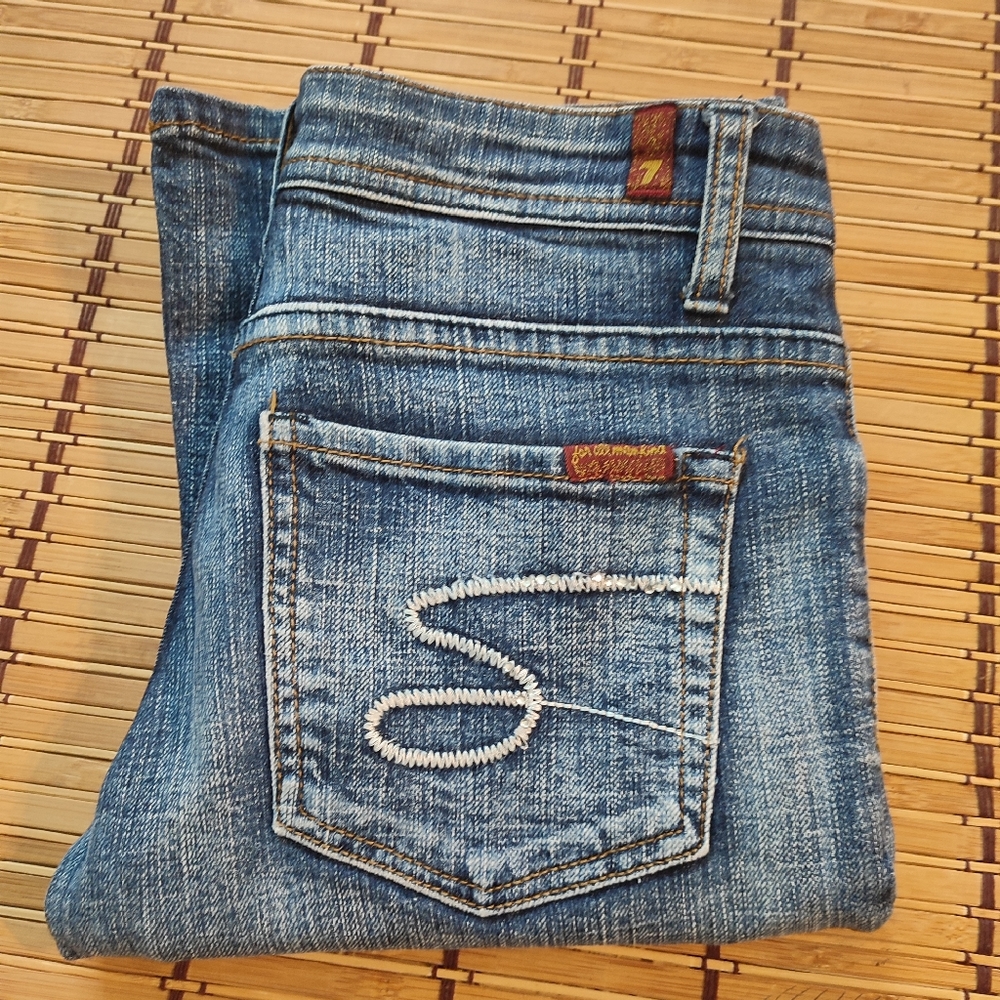 7 for all mankind size 26 flare legged jeans, 100% cotton.